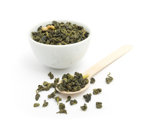 Green tea leaves