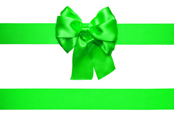 green bow and ribbon made from silk