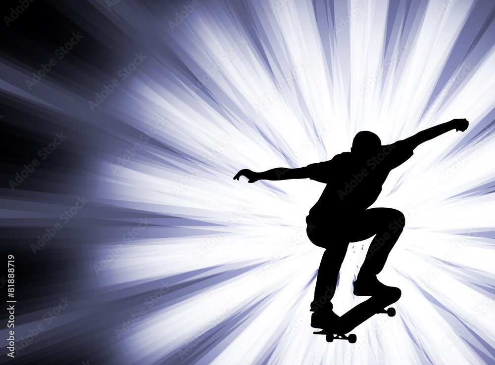 Poster skateboarder on the abstract background - vector
