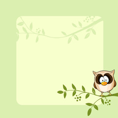 vector frame design with cute owl