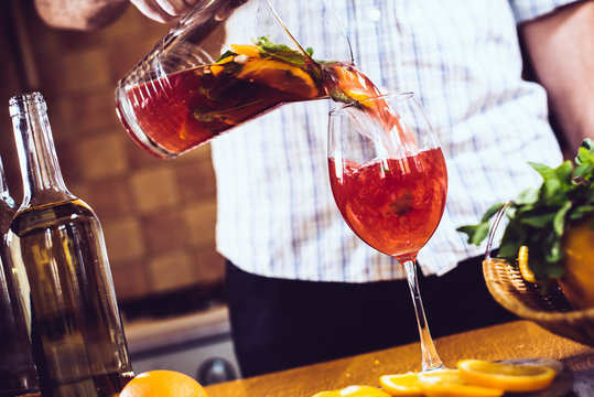 Man Pours Home Sangria