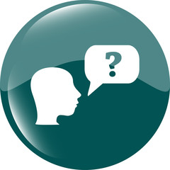 Question mark sign icon with people head. Help symbol. FAQ sign