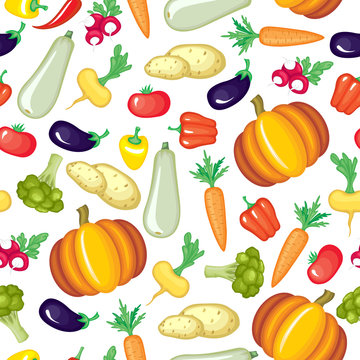 Cartoon vegetables pattern seamless