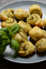 Puff pastry rolls with Italian pesto