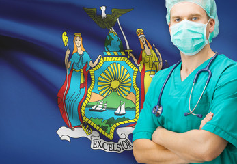 Surgeon with US state flag on background series - New York