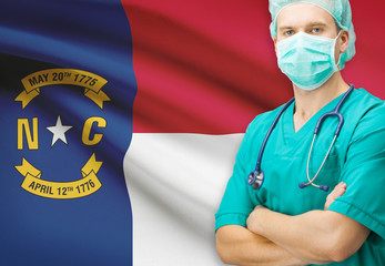 Surgeon with US state flag on background series - North Carolina