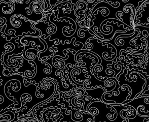 Abstract vector seamless texture with curling lines