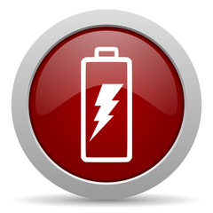 battery red glossy web icon