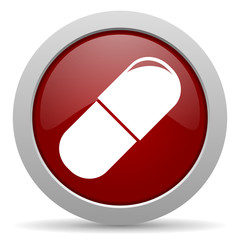 drugs red glossy web icon