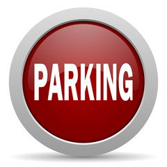 parking red glossy web icon