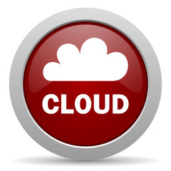 cloud red glossy web icon