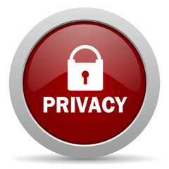 privacy red glossy web icon