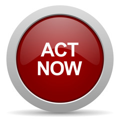 act now red glossy web icon