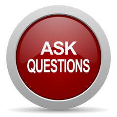 ask questions red glossy web icon