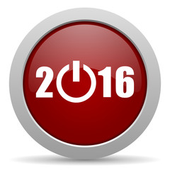 year 2016 red glossy web icon