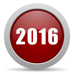 year 2016 red glossy web icon