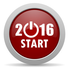 year 2016 red glossy web icon