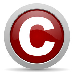 copyright red glossy web icon