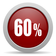 60 percent red glossy web icon