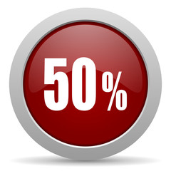 50 percent red glossy web icon