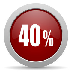40 percent red glossy web icon