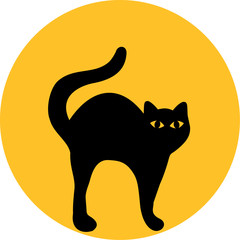 Humped cat in front of moon