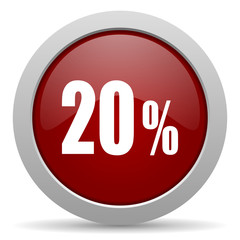 20 percent red glossy web icon