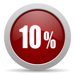 10 percent red glossy web icon
