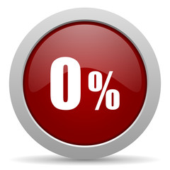 0 percent red glossy web icon