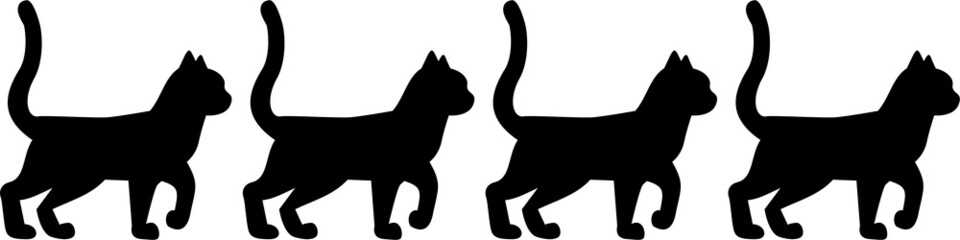 Row of walking cats