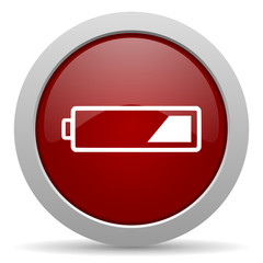 Fototapeta premium battery red glossy web icon