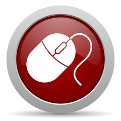 mouse red glossy web icon