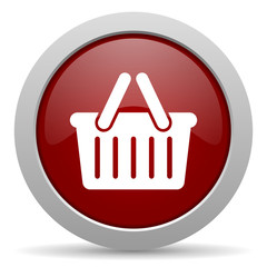 cart red glossy web icon
