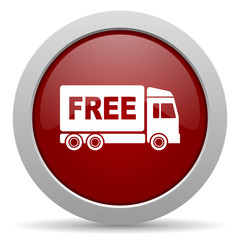 free delivery red glossy web icon