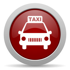 taxi red glossy web icon