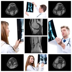collage of medical imaging with beautiful young doctors