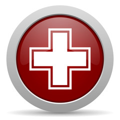 pharmacy red glossy web icon