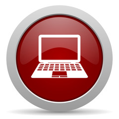 computer red glossy web icon