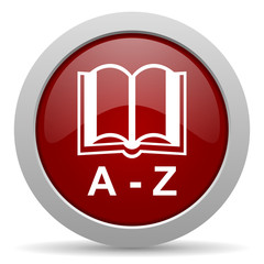 dictionary red glossy web icon