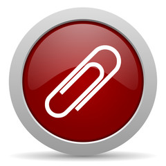 paperclip red glossy web icon