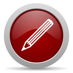 pencil red glossy web icon