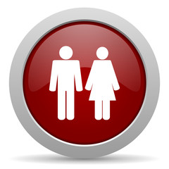 couple red glossy web icon