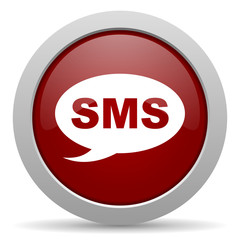 sms red glossy web icon