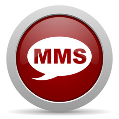 mms red glossy web icon