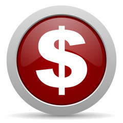 dollar red glossy web icon