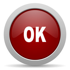 ok red glossy web icon