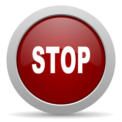 stop red glossy web icon