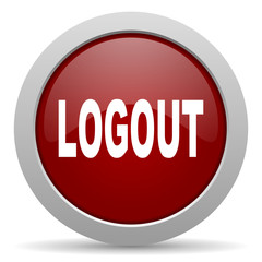 logout red glossy web icon