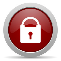 padlock red glossy web icon