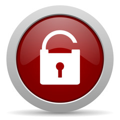 padlock red glossy web icon